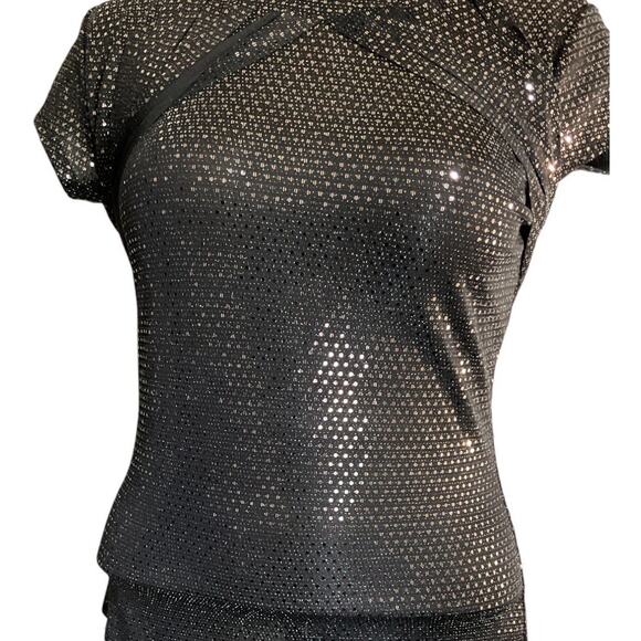 NWT Gold Heart Mood Top Womens XL Black Metallic Fringe Festival Dance Bodysuit - Picture 8 of 8